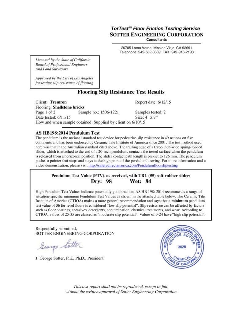 Shellstone Slip Resistance