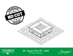 46in Square Fire Pit - GAS | 2 Course Design