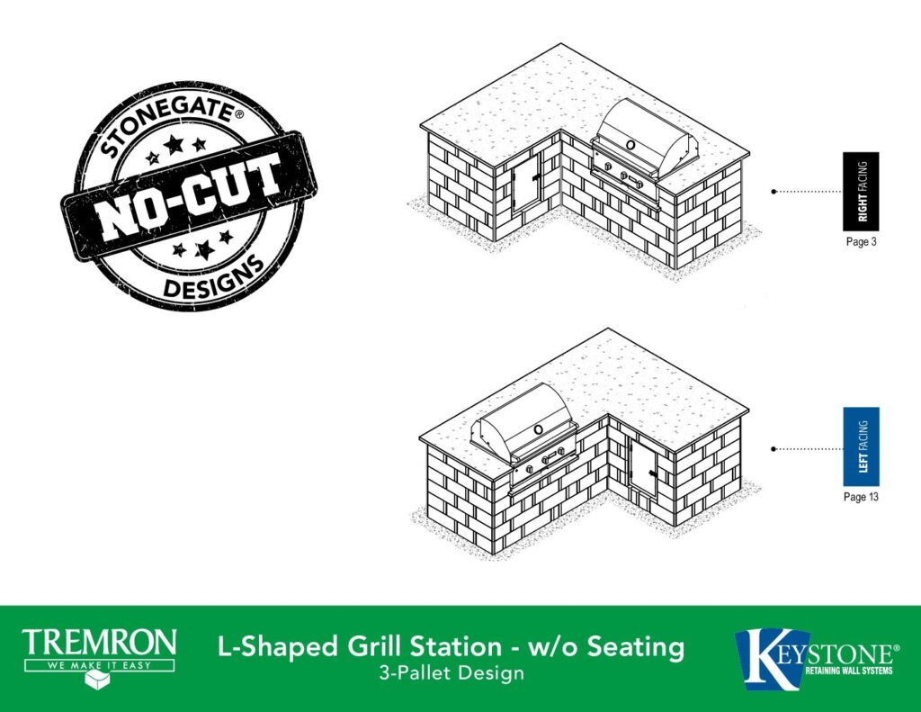 Stonegate No-Cut Designs | L-Shaped Grill w/o Seating