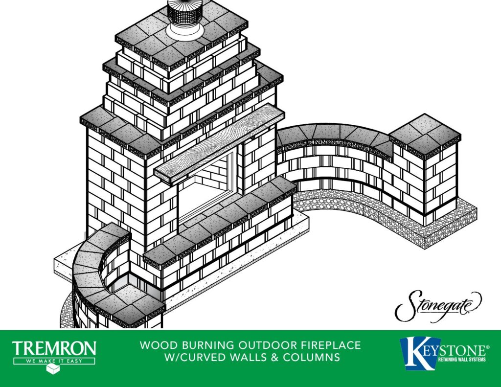 Fireplace with Curved Walls & Columns