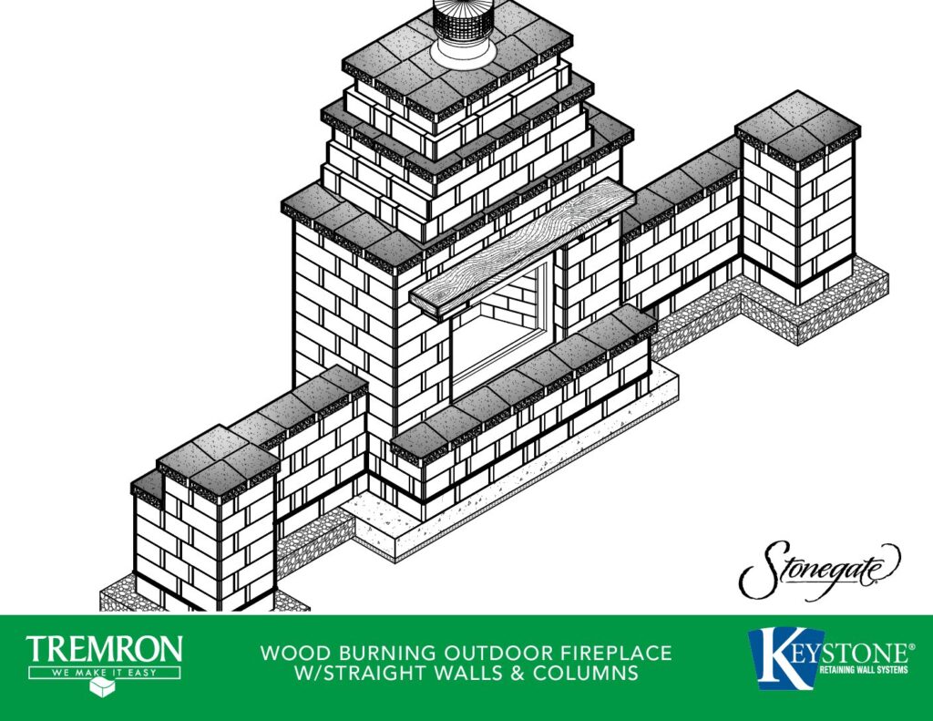 Fireplace w/ Straight Walls & Columns