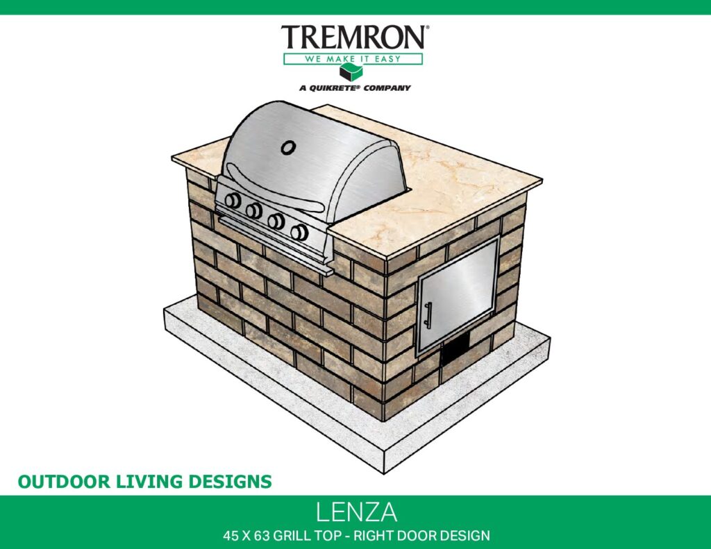 Lenza Outdoor Living Designs - 45 x 63 Grill Top for Right Hand Access Door A